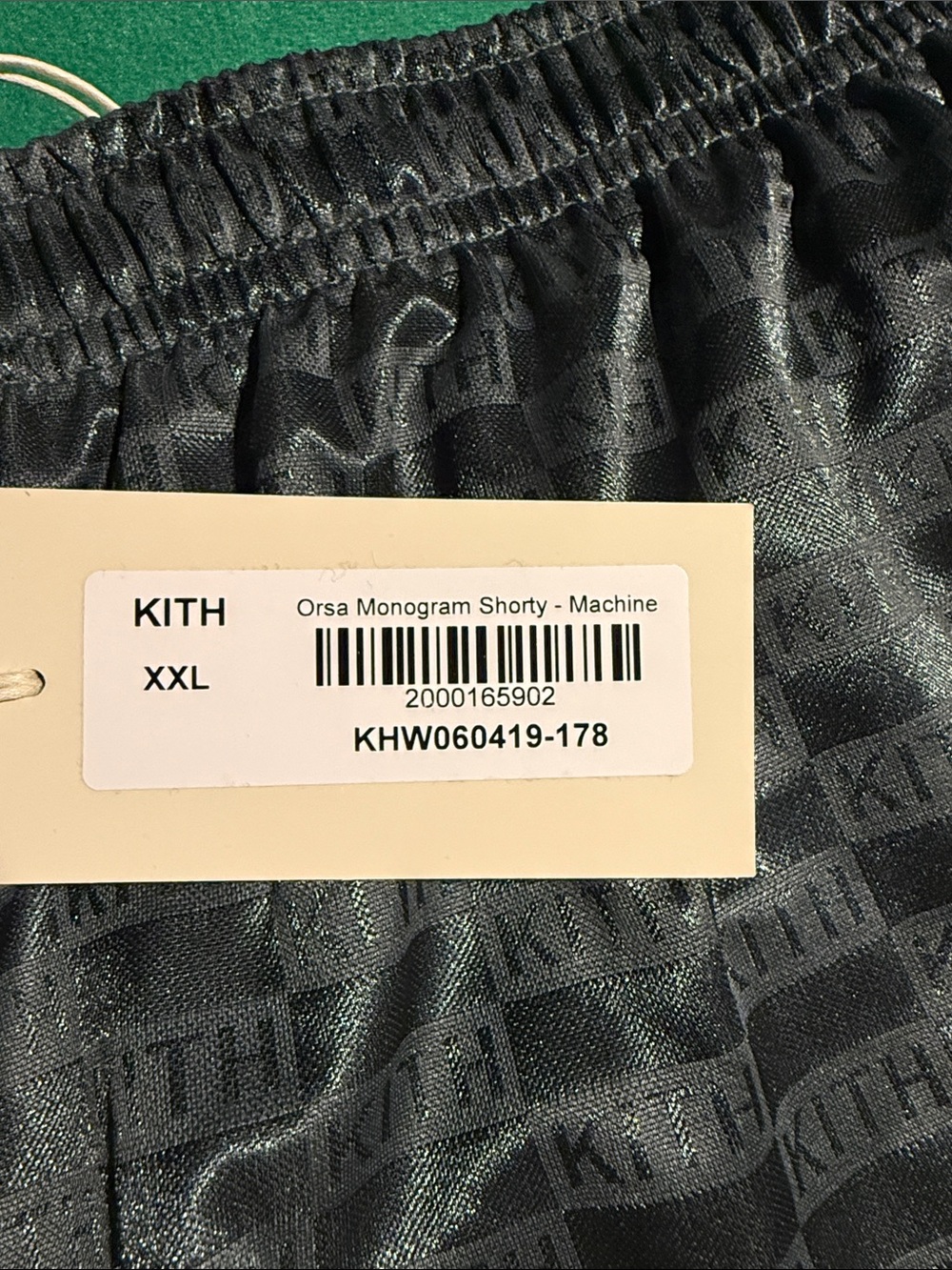 Kith DK GREEN Satin Athletic Shorts with Cream Contrast Trim - Picture 6 of 6